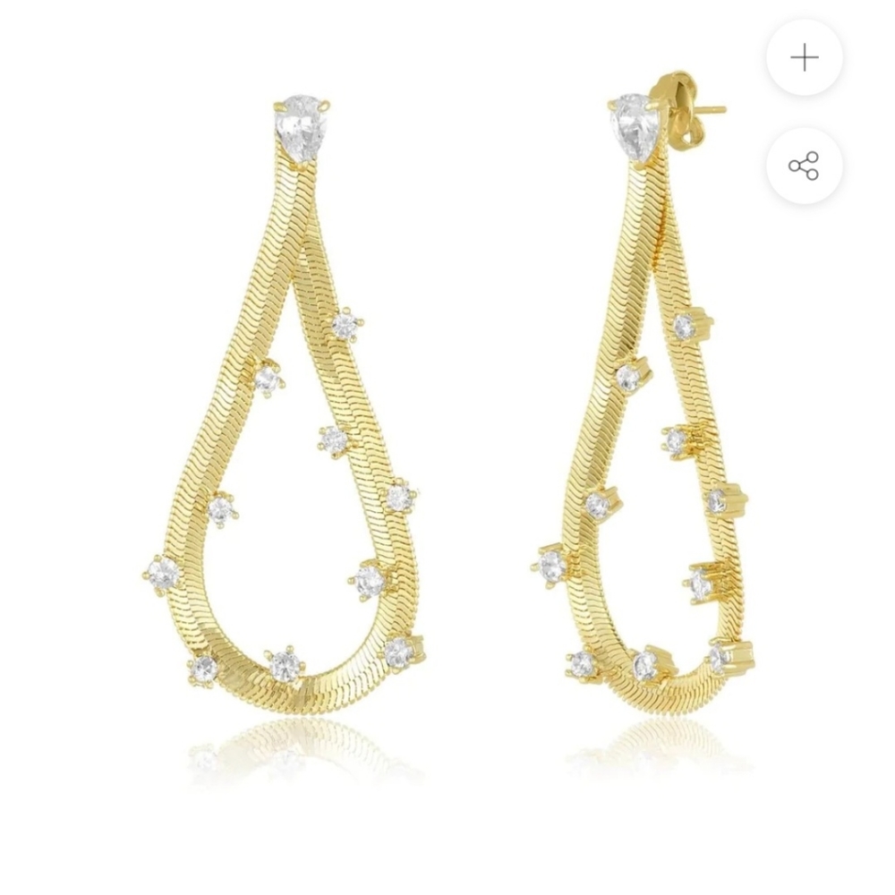 Melinda Maria Gold Teardrop Earrings with Sparkling Accents